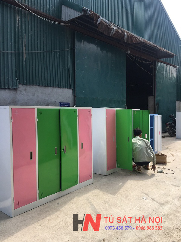 Sản xuất tủ sắt mầm non 4 cánh chăn màn cho khách hàng tại Hải Dương 1