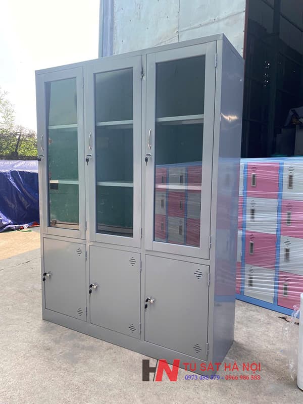 Tủ sắt văn phòng 3 cánh kính