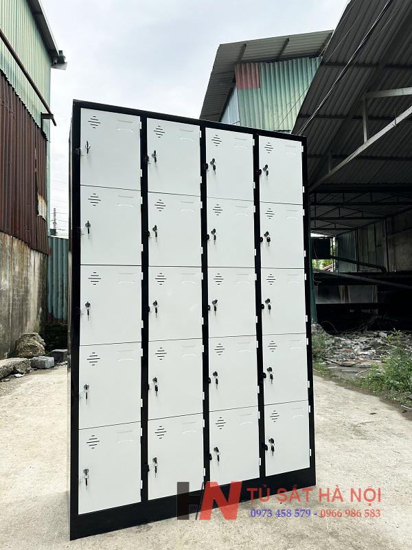 Tủ sắt locker 20 ngăn trắng đen