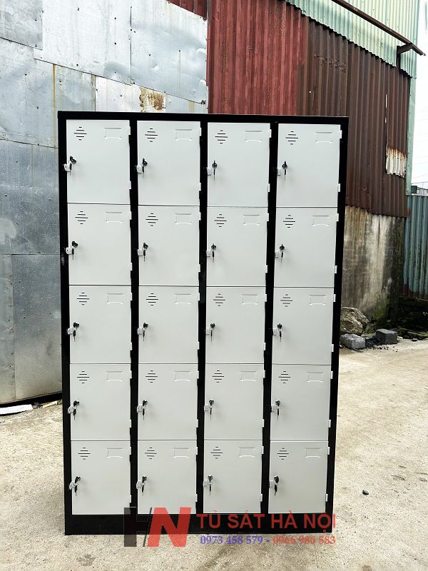 Tủ sắt locker 20 ngăn trắng đen